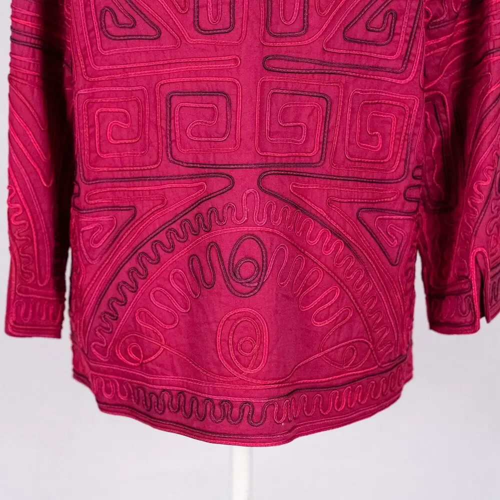 Embroidered Wearable Art Jacket Berry MEDIUM Abstract Bohemian Boho Southwestern
